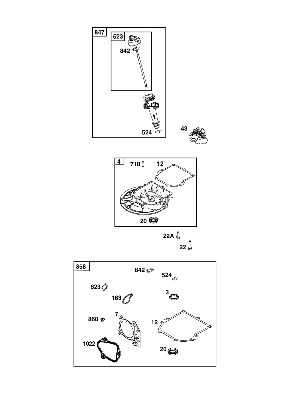 Crankcase Cover/Sump And Lubrication Group Diagram and Parts List for 09P705-0258-H5 020000 - 09Z999 Briggs and Stratton Engine
